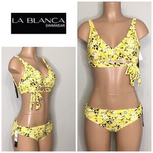 La Blanca yellow floral bikini set. NWT